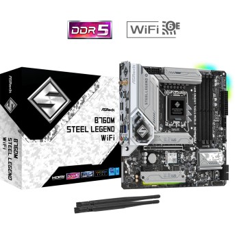 Материнская плата ASRock B760M STEEL LEGEND WIFI LGA1700 4xDDR5 4xSATA RAID 3xM.2 HDMI DP eDP mATX - Metoo (1)