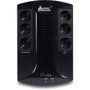 UPS, SVC, U-650-L, USB, Мощность 650ВА/<wbr>390Вт, Диапазон работы AVR: 145-290В, Бат.: 12В/<wbr>7 Ач х 1 шт.. - Metoo (2)