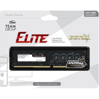 Оперативная память 16GB 2666MHz DDR4 Team Group ELITE PC4-21300 CL19 TED416G2666C1901 в Metoo.kz - Metoo (1)