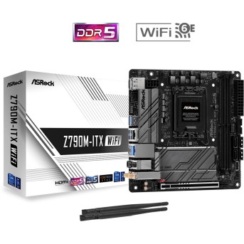 Материнская плата ASRock Z790M-ITX WiFi LGA1700 2xDDR5 4xSATA RAID 2xM.2 HDMI DP mITX - Metoo (1)