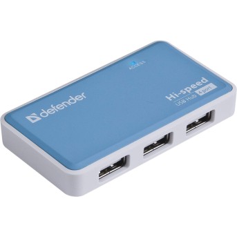 4-портовый мини-разветвитель USB 2.0 Defender Quadro Power (БП в комплекте) - Metoo (1)