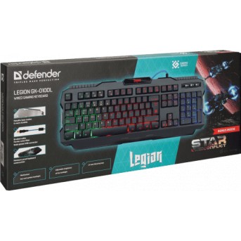 Клавиатура проводная игровая Defender Legion GK-010DL, ENG/<wbr>RUS, USB, RGB подсветка - Metoo (2)