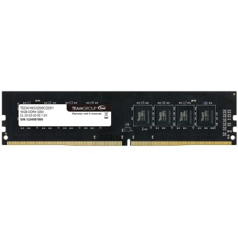 Оперативная память 16GB 3200MHz DDR4 Team Group ELITE PC4-25600 CL22 TED416G3200C2201 - Metoo (2)