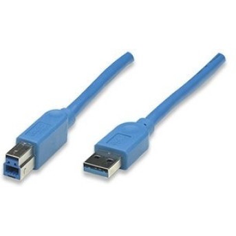 Кабель Manhattan USB 3.0 A(M) - B(M) 3м Синий - Metoo (1)