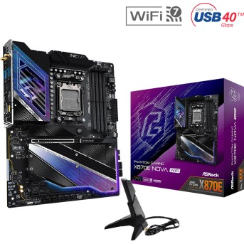 Материнская плата ASRock X870E NOVA WIFI AM5 4xDDR5 4xSATA3 4xM.2 1xHDMI 2xType-C ATX - Metoo (1)
