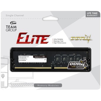 Оперативная память 16GB 3200MHz DDR4 Team Group ELITE PC4-25600 CL22 TED416G3200C2201 - Metoo (1)