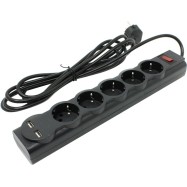 Сетевой фильтр Defender DFS 753 5 розеток, 3 м (защита от ВЧ и импульсных помех, USB зарядка 2.1А)
