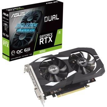 Видеокарта ASUS GeForce RTX3050 OC GDDR6 6GB 96-bit DVI HDMI DP DUAL-RTX3050-O6G - Metoo (1)