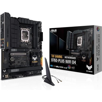 Материнская плата ASUS TUF GAMING B760-PLUS WIFI D4 LGA1700 4xDDR4 4xSATA3 3xM.2 RAID HDMI DP ATX в Metoo.kz - Metoo (1)