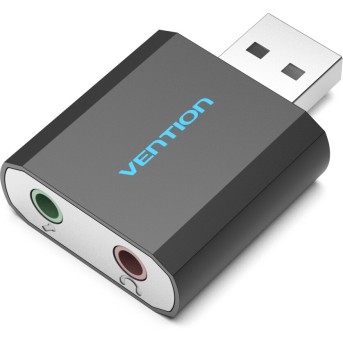 Звуковая карта Vention USB External sound card Black metal type. VAB-S17-B - Metoo (1)