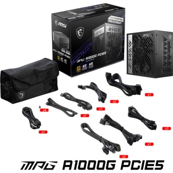 Блок питания MSI MPG A1000G PCIE5, 1000W, Active PFC, 80+ GOLD, Full Modular, MPG A1000G PCIE5 - Metoo (2)