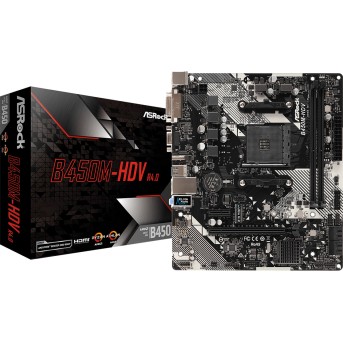 Материнская плата ASRock B450M-HDV R4.0 AM4 2xDDR4 4xSATA3 1xUM.2 HDMI DVI-D D-Sub mATX - Metoo (1)