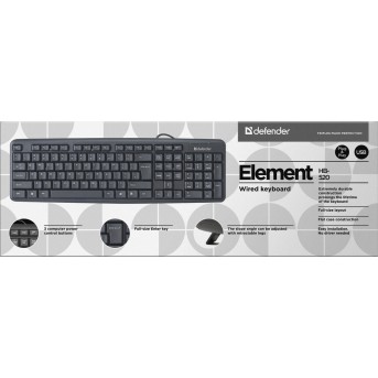 Клавиатура Defender Element HB-520 B (Черный), USB, ENG/<wbr>RUS/<wbr>KAZ,стандарт - Metoo (3)