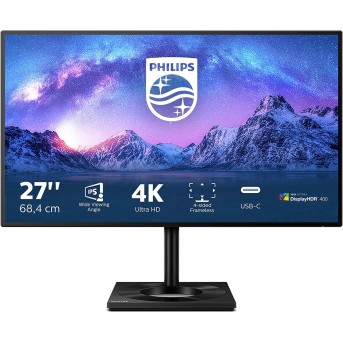 Монитор 27" PHILIPS 279C9 (00/<wbr>01) IPS 3840x2160 60Gz 5мс 400кдм 1300:1 HDMI DP USB-C Черный - Metoo (1)