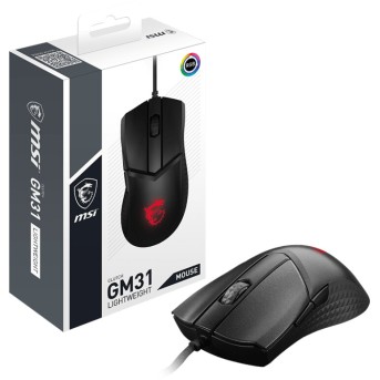 Мышь MSI Clutch Clutch GM31 LIGHTWEIGHT RGB USB2.0/<wbr>кабель 2м/<wbr>Вес 174г./<wbr>Черный - Metoo (1)