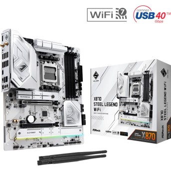 Материнская плата ASRock X870 STEEL LEGEND WIFI AM5 4xDDR5 4xSATA3 3xM.2 1xHDMI 2xType-C ATX - Metoo (1)