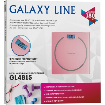 Весы напольные электронные GALAXY LINE GL 4815 РОЗОВЫЕ, максимал. вес 180 кг Артикул: гл4815лрозов - Metoo (2)