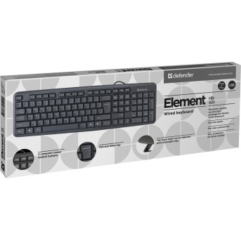 Клавиатура Defender Element HB-520 B (Черный), USB, ENG/<wbr>RUS/<wbr>KAZ,стандарт - Metoo (2)