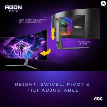 Монитор 44.5" AOC AG456UCZD OLED 3440x1440 240Hz 0.03мс Curved 800R 1000кд/<wbr>м2 2xHDMI DP USB-C2 2x8W - Metoo (4)