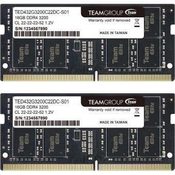 Оперативная память для ноутбука 32GB Kit (2x16GB) DDR4 3200Mhz TG ELITE SO-DIMM TED432G3200C22DC-S01 - Metoo (3)