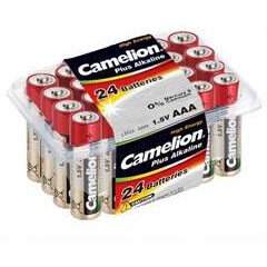 Батарейка CAMELION Тип батареи AAA (Мизинчиковая) Plus Alkaline AAA 1.5V 1250 mAh 24 шт., LR03-PB24