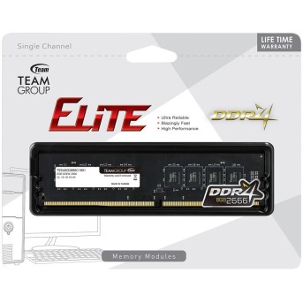 Оперативная память 8GB 2666MHz DDR4 Team Group ELITE PC4-21300 CL19 TED48G2666C1901 в Metoo.kz - Metoo (1)