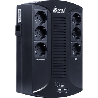 UPS, SVC, U-650-L, USB, Мощность 650ВА/<wbr>390Вт, Диапазон работы AVR: 145-290В, Бат.: 12В/<wbr>7 Ач х 1 шт.. - Metoo (1)