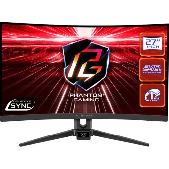 Монитор 27" ASRock PG27F15RS1A VA 1920x1080@240Hz 1мс 300cd/<wbr>m2 3000:1 Curved 2xHDMI DP Black - Metoo (1)