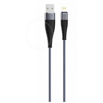 Кабель Olmio Solid, USB 2.0 - lightning, 1.2м, 2.1A, усиленный, цвет титановый - Metoo (1)