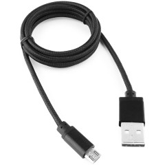 Кабель USB 2.0 Cablexpert CC-mUSB2bk1m, USB-MicroUSB, 1м, нейлон оплет, алюмразъемы, черный.