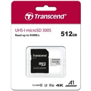 Карта памяти MicroSD 512GB Class 10 U3 A1 Transcend TS512GUSD300S-A
