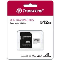 Карта памяти MicroSD 512GB Class 10 U3 A1 Transcend TS512GUSD300S-A