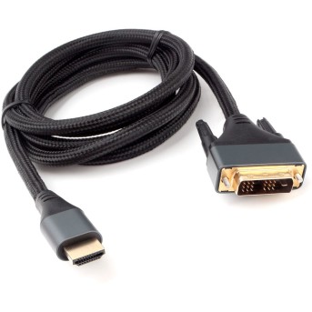 Кабель HDMI-DVI Cablexpert CC-HDMI-DVI-4K-6, 4K, 19M/<wbr>19M, 1.8м, single link, нейлоновая оплетка, мет - Metoo (1)