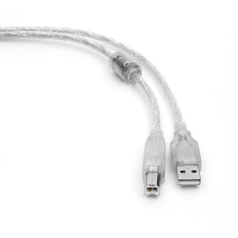 Кабель USB 2.0 Pro Cablexpert CCF-USB2-AMBM-TR-15, AM/<wbr>BM, 4,5м, экран, феррит.кольцо, прозрачный, па - Metoo (1)