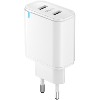 Зарядное устройство сетевое Olmio USBx2 Smart IC 2.4A белый - Metoo (1)