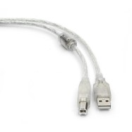 Кабель USB 2.0 Pro Cablexpert CCF-USB2-AMBM-TR-6, AM/BM, 1,8м, экран, феррит.кольцо, прозрачный, пакет