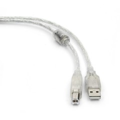 Кабель USB 2.0 Pro Cablexpert CCF-USB2-AMBM-TR-6, AM/<wbr>BM, 1,8м, экран, феррит.кольцо, прозрачный, пакет