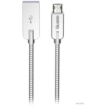 Кабель Olmio Steely, USB 2.0 - microUSB, 1.2м, 2.1A, серый - Metoo (1)