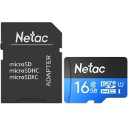 Карта памяти MicroSD 16GB Class 10 U1 Netac P500 NT02P500STN-016G-R с адаптером SD