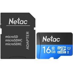 Карта памяти MicroSD 16GB Class 10 U1 Netac P500 NT02P500STN-016G-R с адаптером SD
