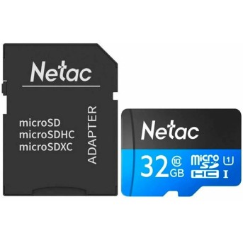 Карта памяти MicroSD 32GB Class 10 U1 Netac P500 NT02P500STN-032G-R с адаптером SD в Metoo.kz - Metoo (1)