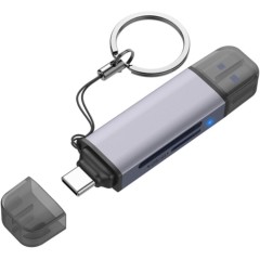 Кардридер Netac NT09WK13-30GR, USB3.0+Type-C SD/<wbr>microSD серый