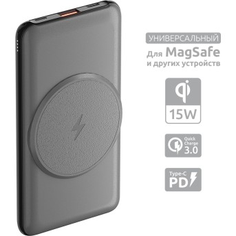 Зарядное устройство Power bank Olmio QM-10, 10000mAh wireless серый - Metoo (1)