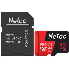 Карта памяти MicroSD 32GB Class 10 V10/<wbr>A1 Netac с адаптером