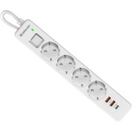 Сетевой фильтр Defender DFS 145 - 5,0 М, 4 розеток, 2xUSB, 1xType-C, белый