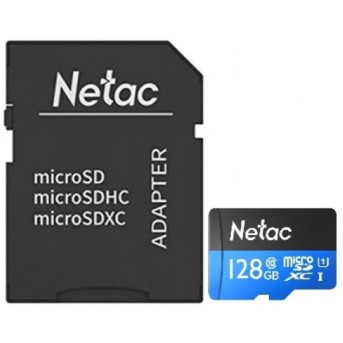 Карта памяти MicroSD 128GB Class 10 U1 Netac NT02STN-128G-R с адаптером SD - Metoo (1)