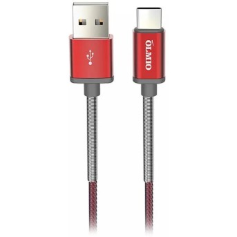 Кабель Olmio HD, USB 2.0 - USB Type-C, 1.2м, 2.1A, красный - Metoo (1)