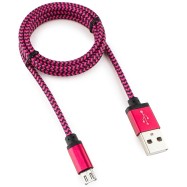 Кабель USB 2.0 Cablexpert CC-mUSB2pe1m, USB-MicroUSB, 1м, нейлоновая оплетка, алюм разъ, фиол