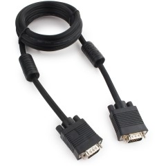 Кабель VGA Premium Cablexpert CC-PPVGA-6B, 15M/<wbr>15M, 1.8м, черный, двойной экран, феррит.кольца, паке
