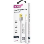 Кабель Olmio Deluxe, USB 2.0 - lightning, 1м, 2.1A, белый
